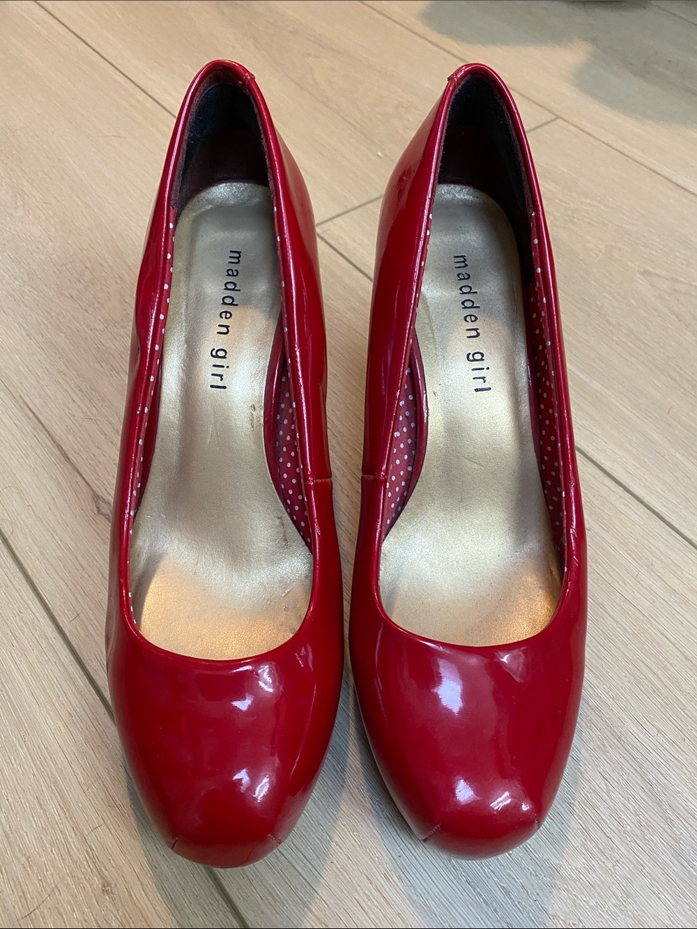 Madden Girl Red Patent Round-Toe Pumps